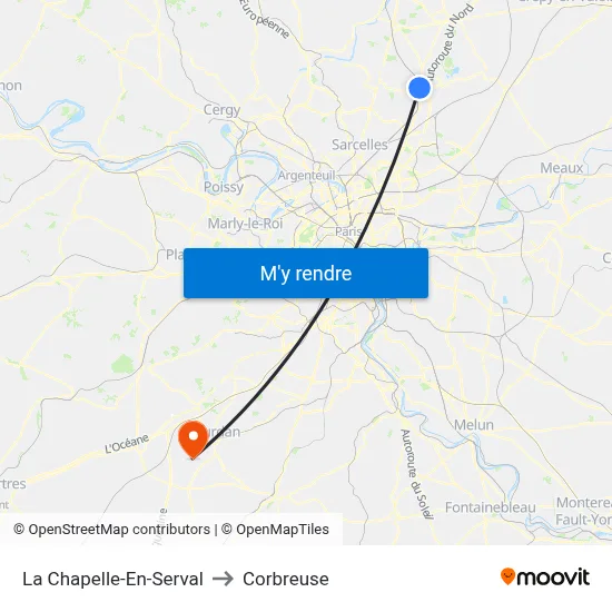 La Chapelle-En-Serval to Corbreuse map