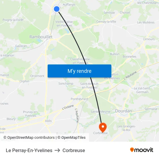 Le Perray-En-Yvelines to Corbreuse map