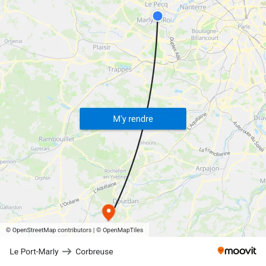 Le Port-Marly to Corbreuse map