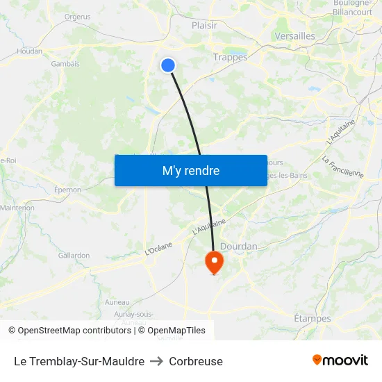 Le Tremblay-Sur-Mauldre to Corbreuse map