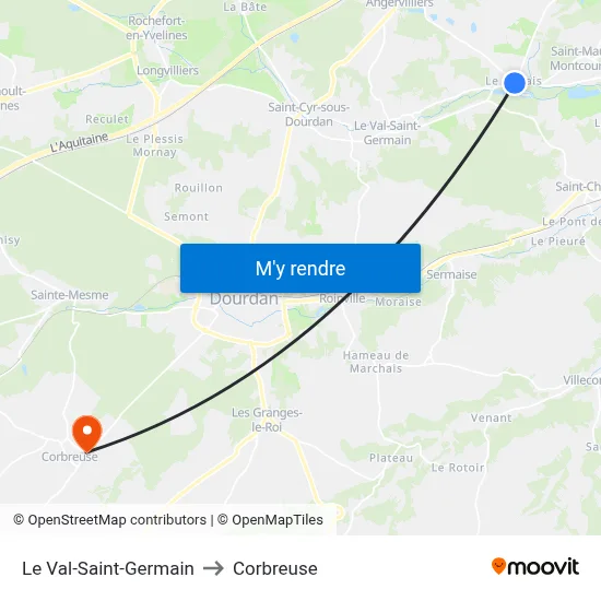 Le Val-Saint-Germain to Corbreuse map