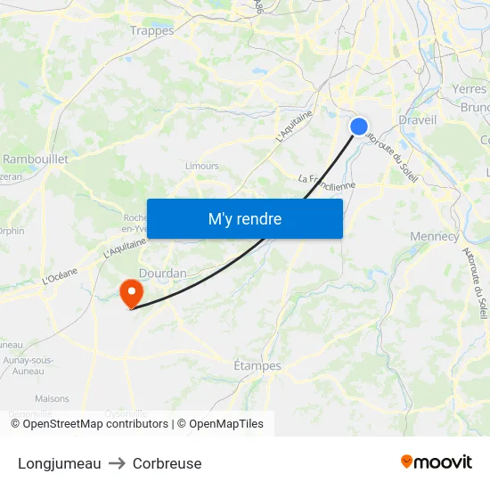 Longjumeau to Corbreuse map