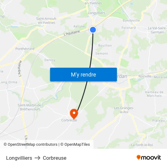 Longvilliers to Corbreuse map