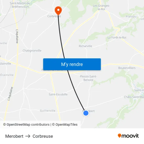 Merobert to Corbreuse map