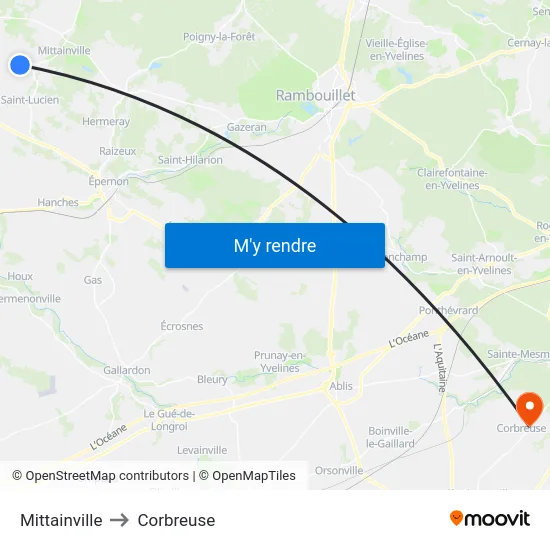 Mittainville to Corbreuse map