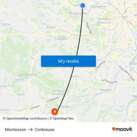 Montesson to Corbreuse map