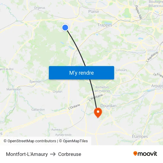 Montfort-L'Amaury to Corbreuse map