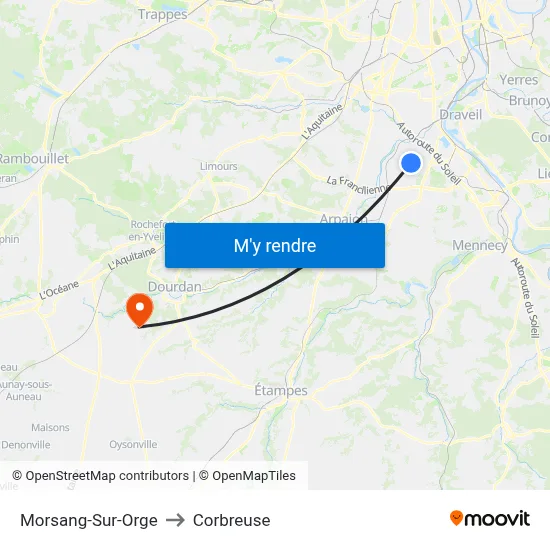 Morsang-Sur-Orge to Corbreuse map