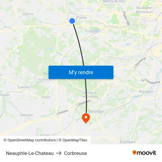 Neauphle-Le-Chateau to Corbreuse map