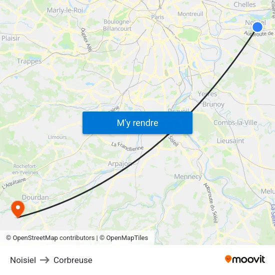 Noisiel to Corbreuse map