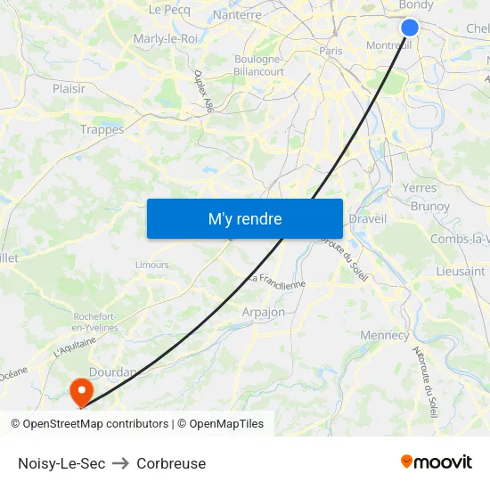 Noisy-Le-Sec to Corbreuse map
