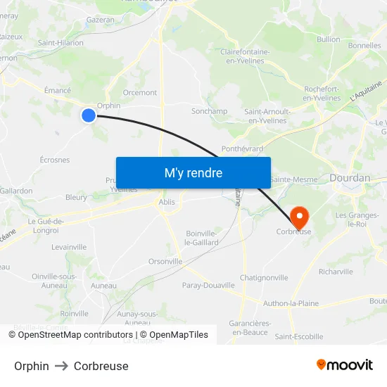 Orphin to Corbreuse map