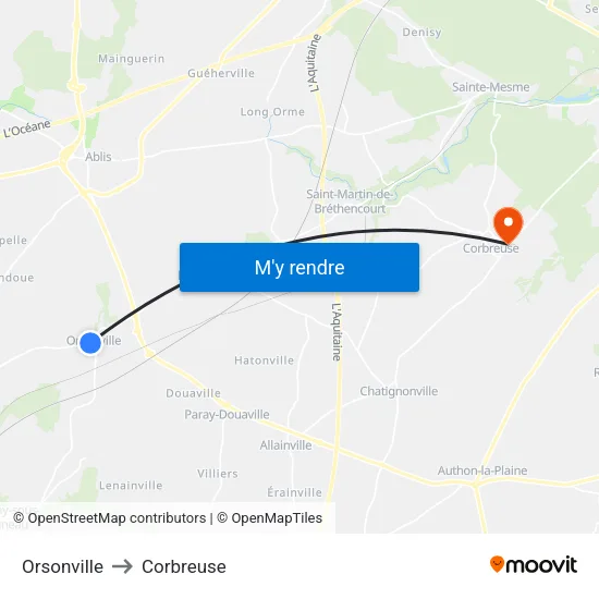 Orsonville to Corbreuse map