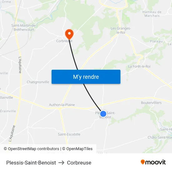 Plessis-Saint-Benoist to Corbreuse map