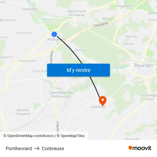 Ponthevrard to Corbreuse map