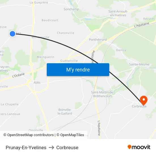 Prunay-En-Yvelines to Corbreuse map