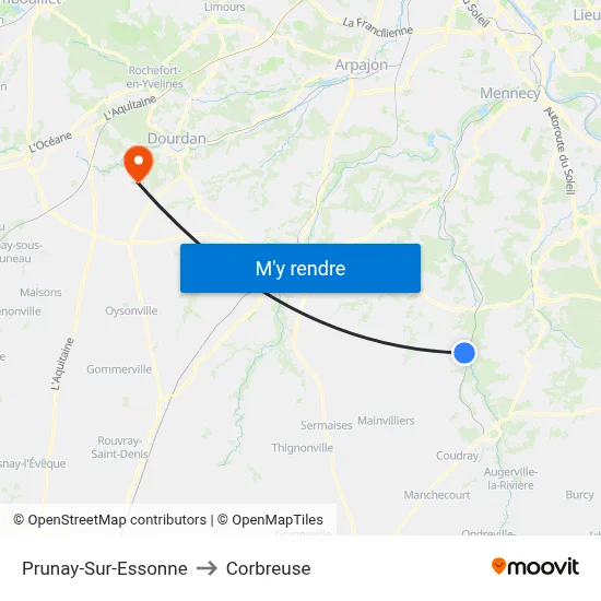 Prunay-Sur-Essonne to Corbreuse map