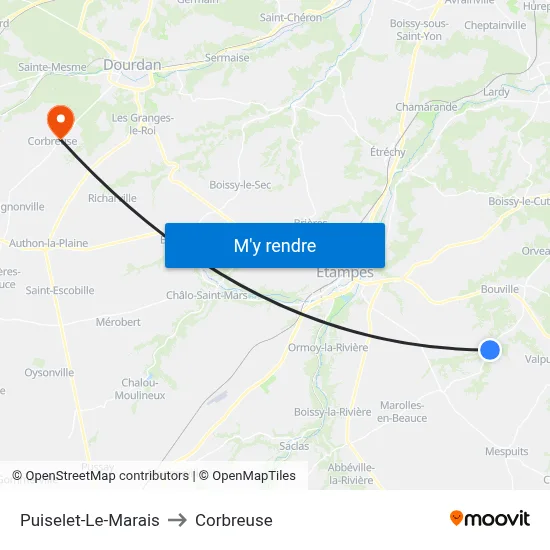 Puiselet-Le-Marais to Corbreuse map