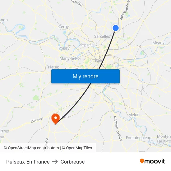 Puiseux-En-France to Corbreuse map