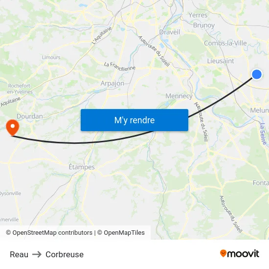 Reau to Corbreuse map