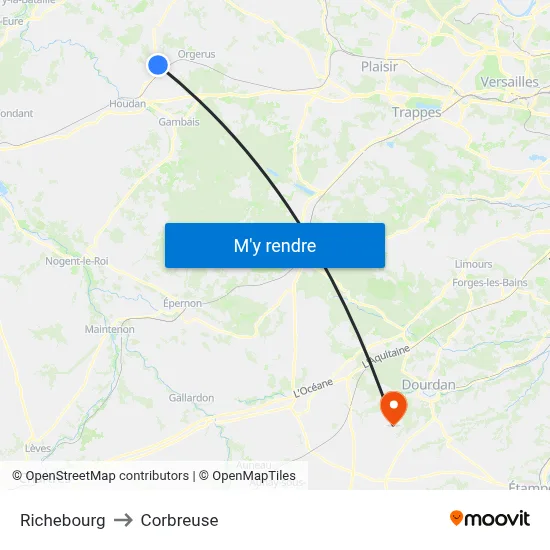 Richebourg to Corbreuse map