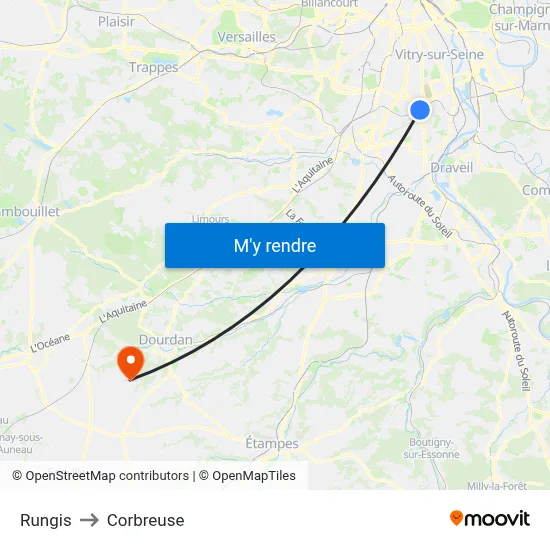 Rungis to Corbreuse map