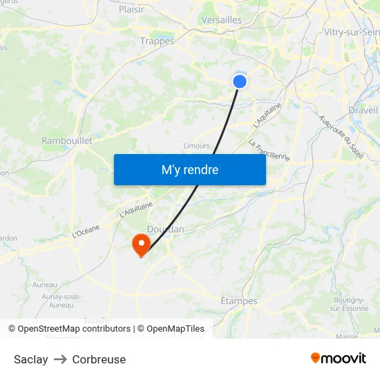 Saclay to Corbreuse map