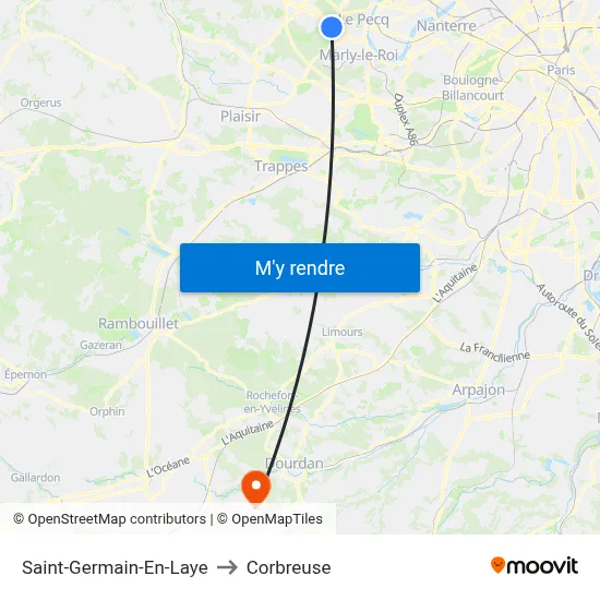 Saint-Germain-En-Laye to Corbreuse map