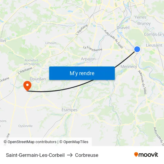 Saint-Germain-Les-Corbeil to Corbreuse map