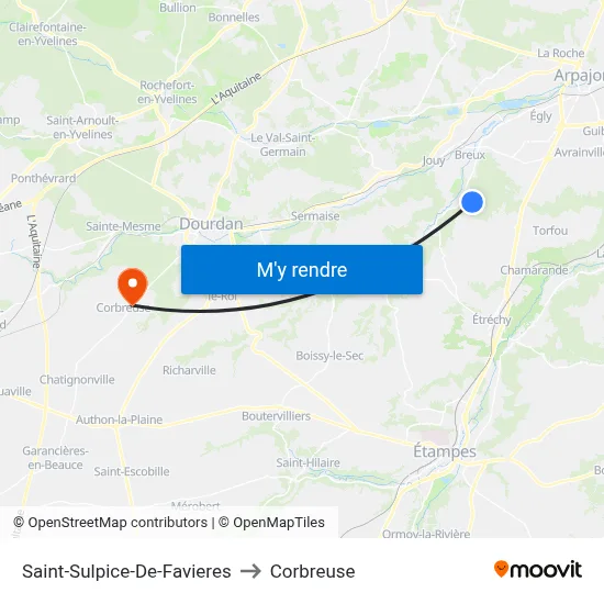 Saint-Sulpice-De-Favieres to Corbreuse map