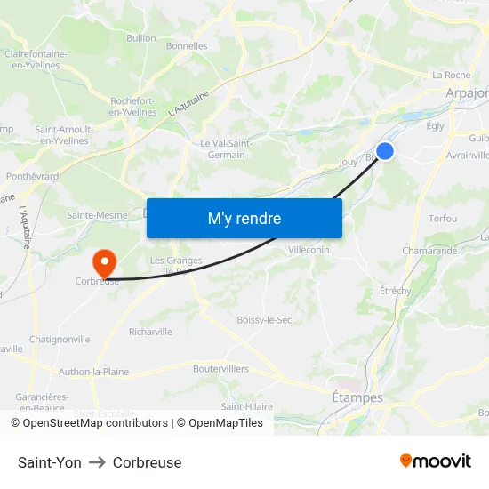 Saint-Yon to Corbreuse map