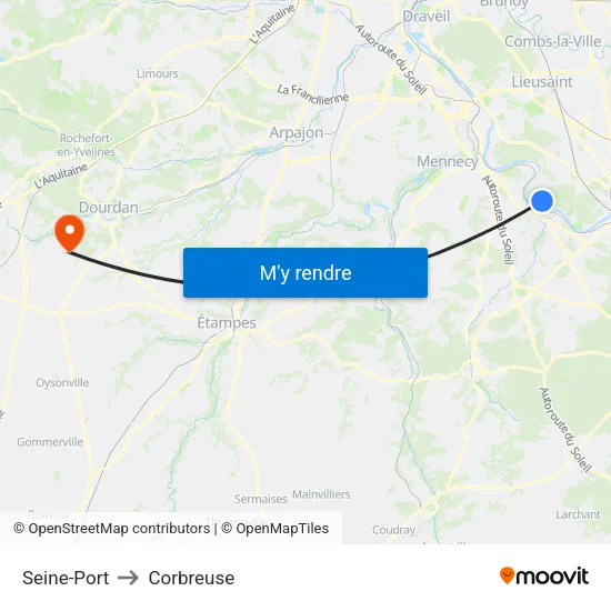 Seine-Port to Corbreuse map