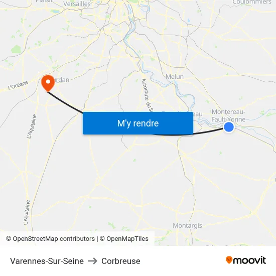 Varennes-Sur-Seine to Corbreuse map