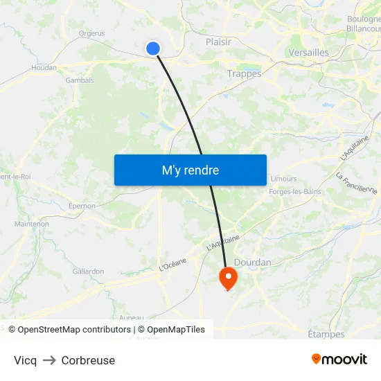 Vicq to Corbreuse map