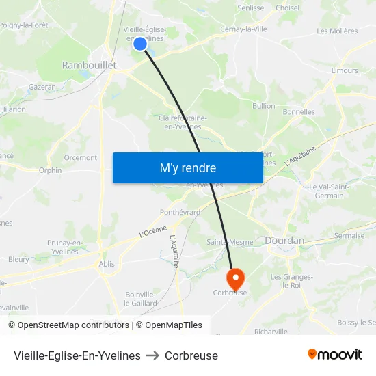 Vieille-Eglise-En-Yvelines to Corbreuse map