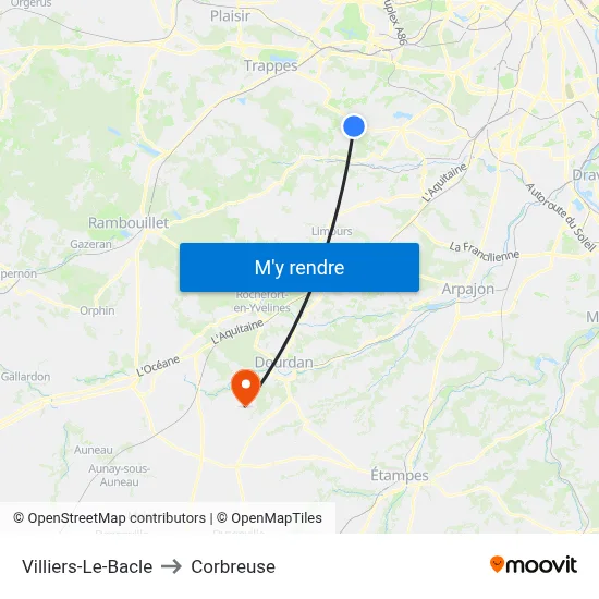 Villiers-Le-Bacle to Corbreuse map