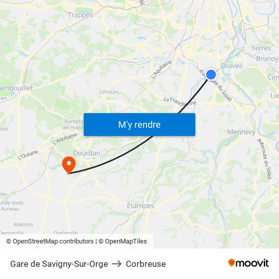 Gare de Savigny-Sur-Orge to Corbreuse map