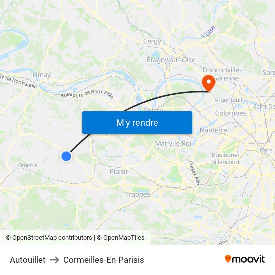 Autouillet to Cormeilles-En-Parisis map