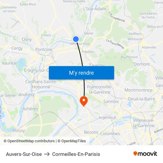 Auvers-Sur-Oise to Cormeilles-En-Parisis map