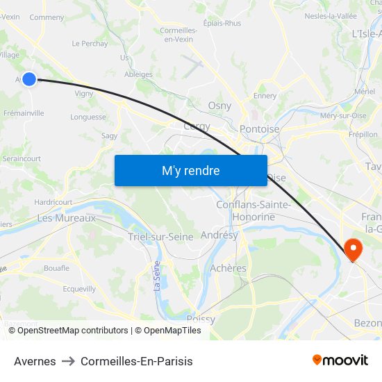 Avernes to Cormeilles-En-Parisis map