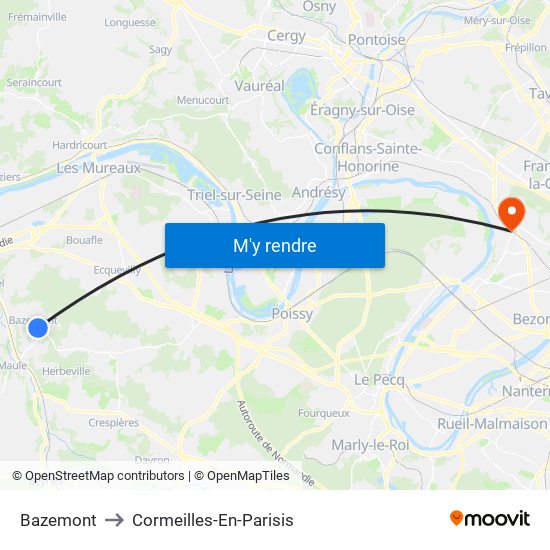 Bazemont to Cormeilles-En-Parisis map