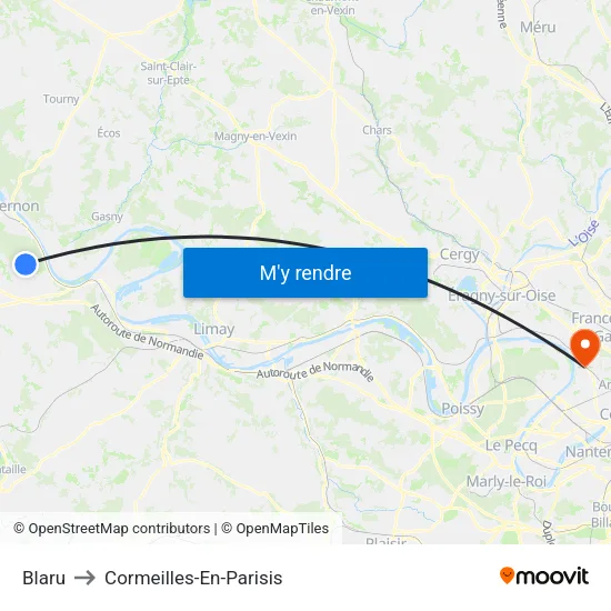 Blaru to Cormeilles-En-Parisis map