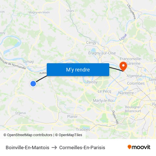 Boinville-En-Mantois to Cormeilles-En-Parisis map