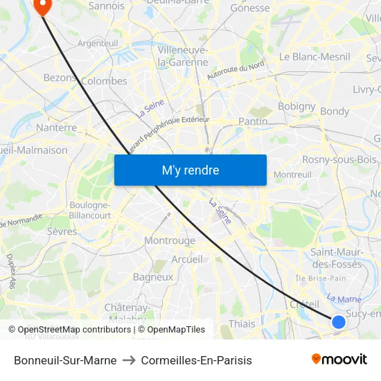 Bonneuil-Sur-Marne to Cormeilles-En-Parisis map