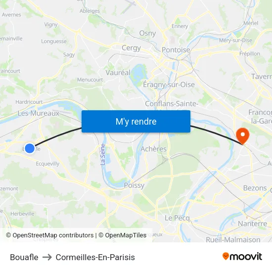 Bouafle to Cormeilles-En-Parisis map