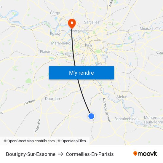 Boutigny-Sur-Essonne to Cormeilles-En-Parisis map