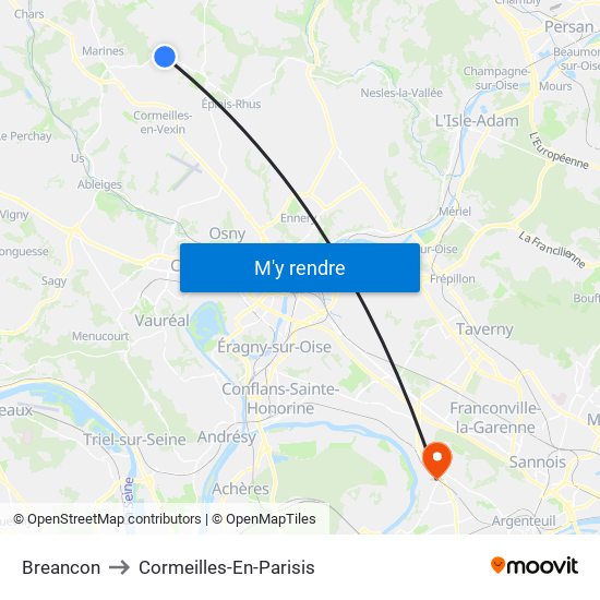 Breancon to Cormeilles-En-Parisis map