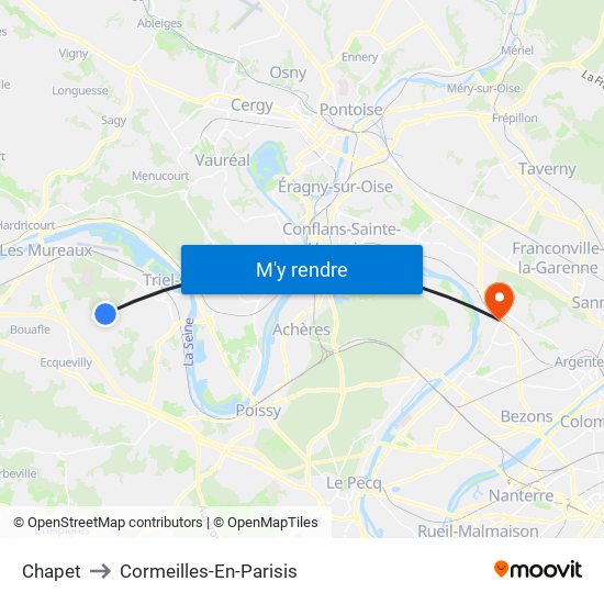 Chapet to Cormeilles-En-Parisis map