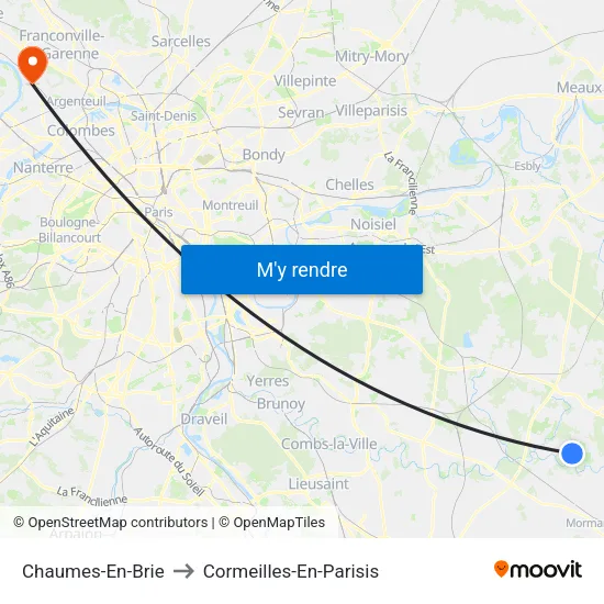 Chaumes-En-Brie to Cormeilles-En-Parisis map