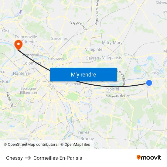 Chessy to Cormeilles-En-Parisis map